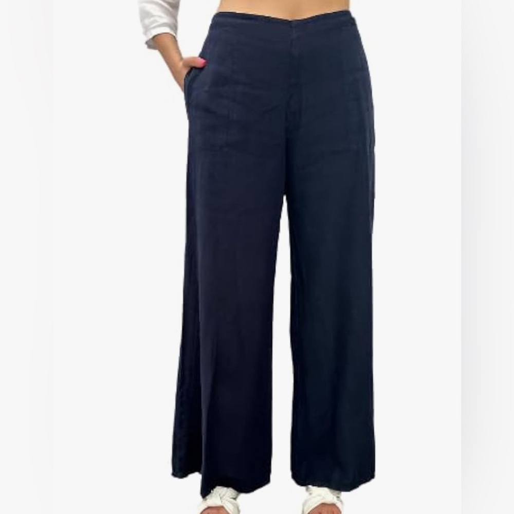 NWOT Fenini 100% Linen Side Zip Palazzo Pants